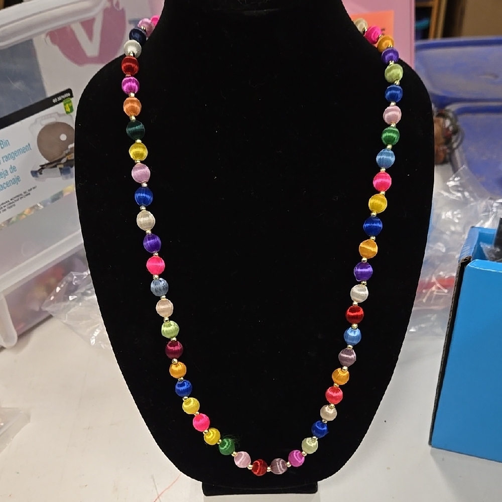 Multicolor Vintage Silk Beaded Necklace